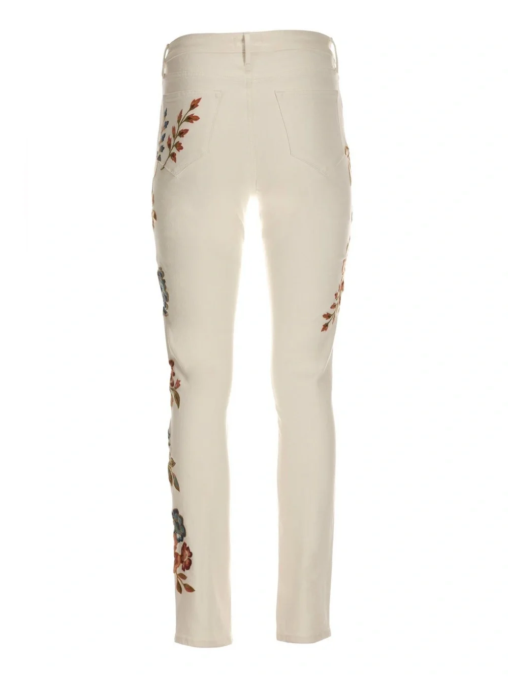Driftwood Gizelle Embroidered White Denim Straight Leg Jeans Floral Pants - Picture 7 of 16